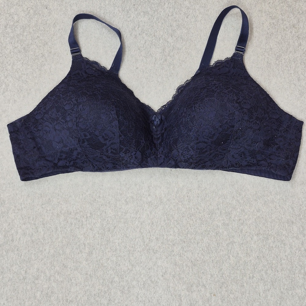 Torrid Curves Women Bra 48C Navy Floral T Shirt Wireless Lace Lightly Lined